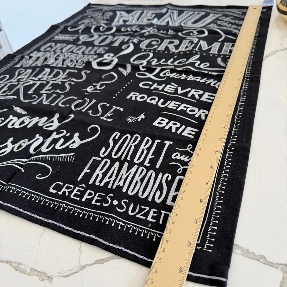 ☕️ Anthropologie Bistro Menu Tea Towel Set Chalkboard Floral